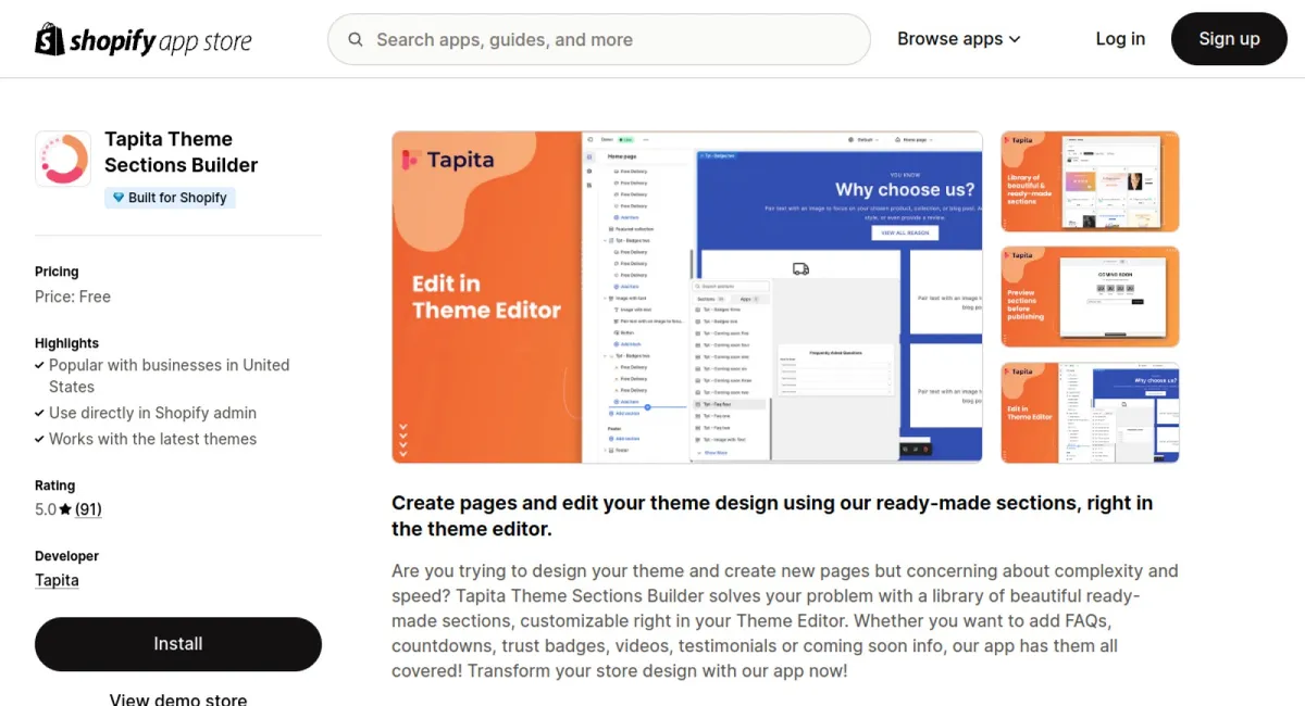 Tapita Theme Sections Builder cover