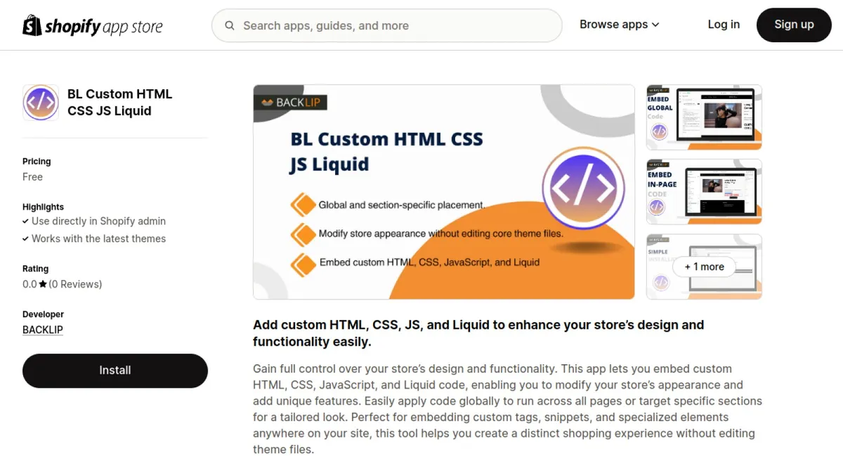 BL Custom HTML CSS JS Liquid cover