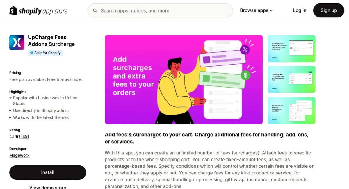 UpCharge Fees Addons Surcharge cover