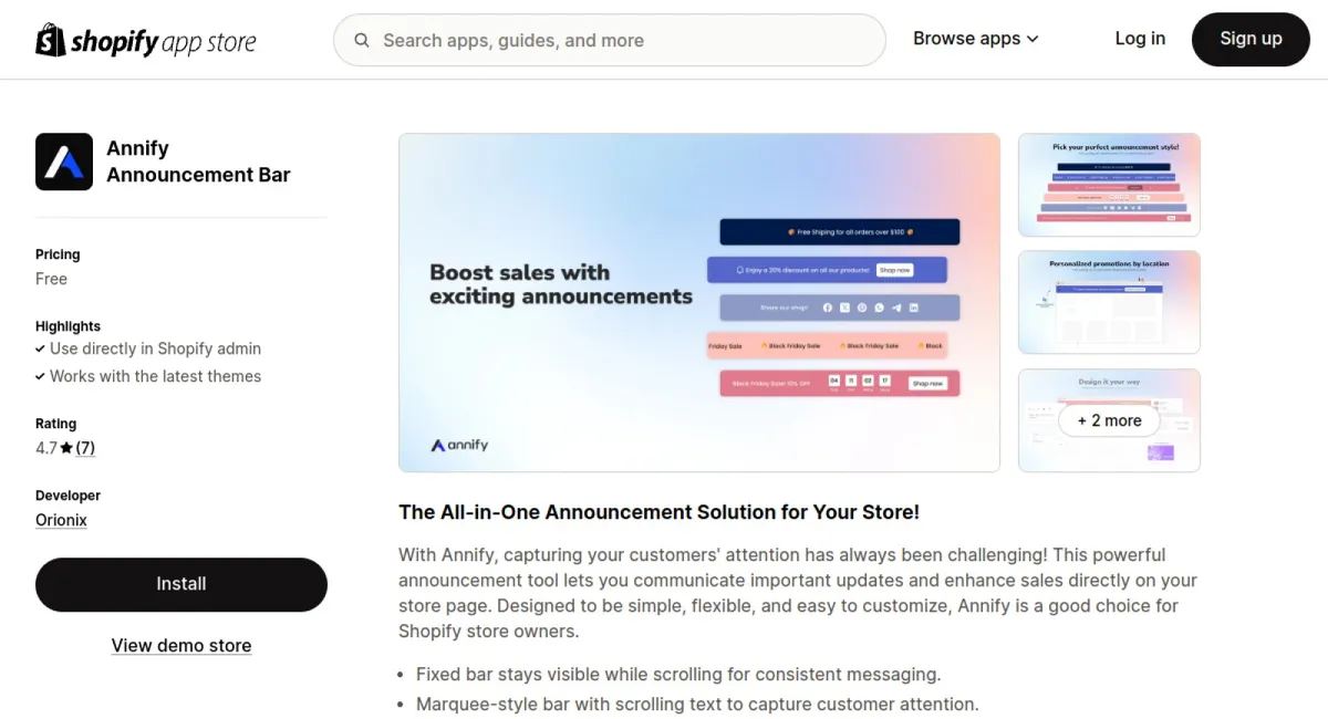 Annify Announcement Bar cover