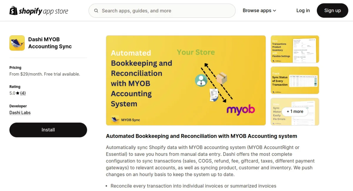 Dashi MYOB Accounting Sync cover