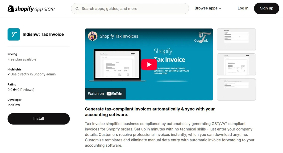 Indisnw: Tax Invoice cover