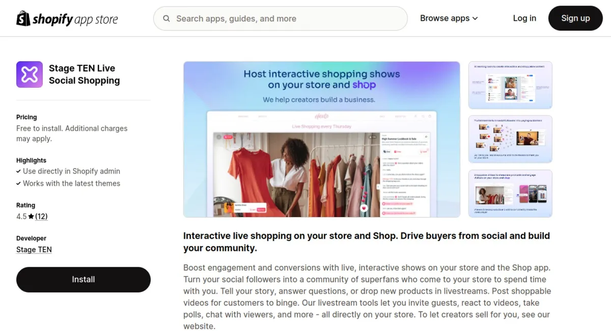 Stage TEN Live Social Shopping cover