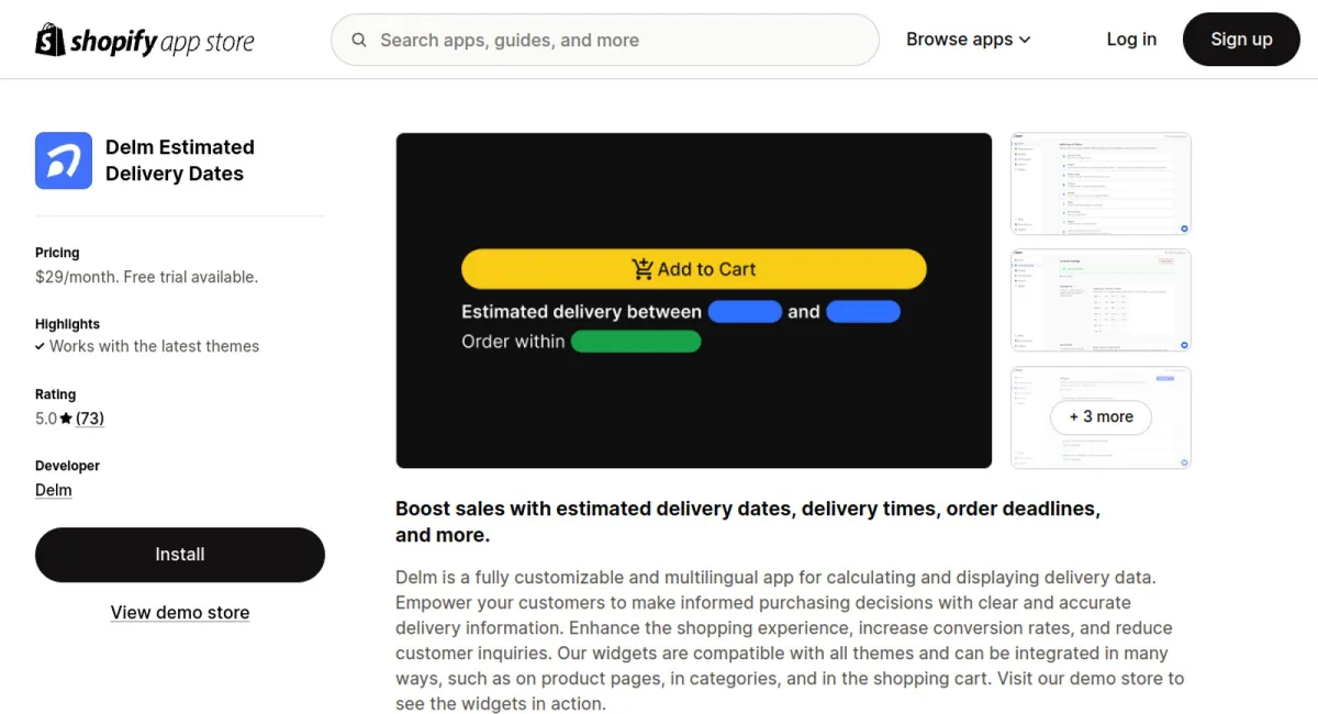 Delm Estimated Delivery Dates cover