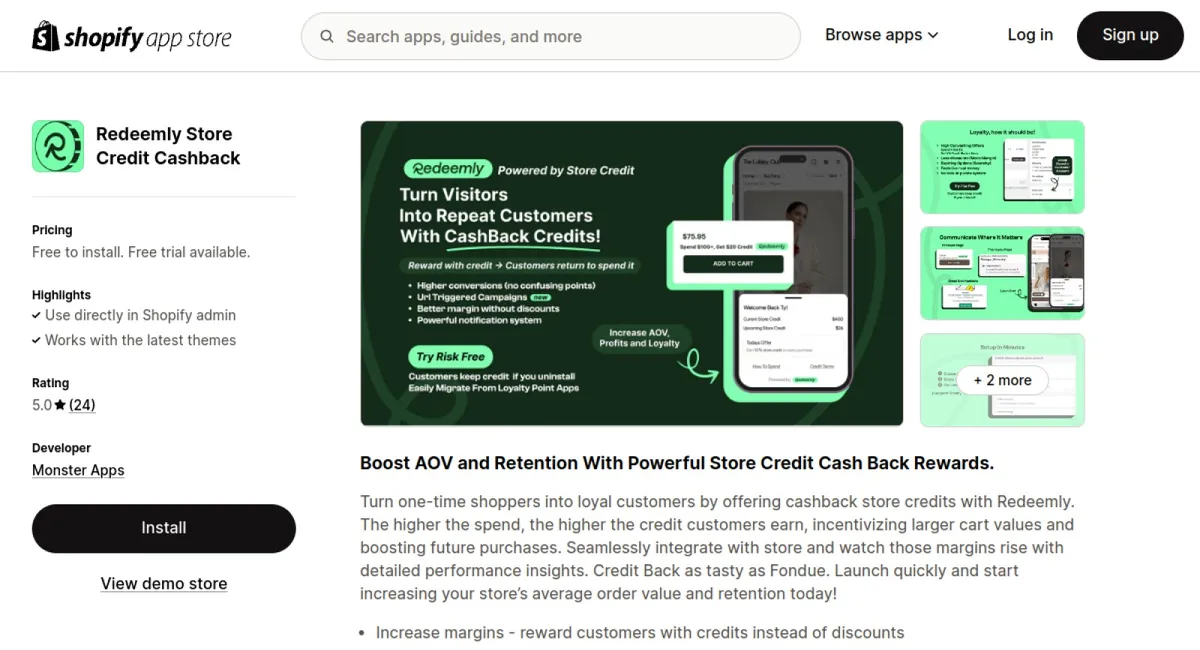 Redeemly Store Credit Cashback cover