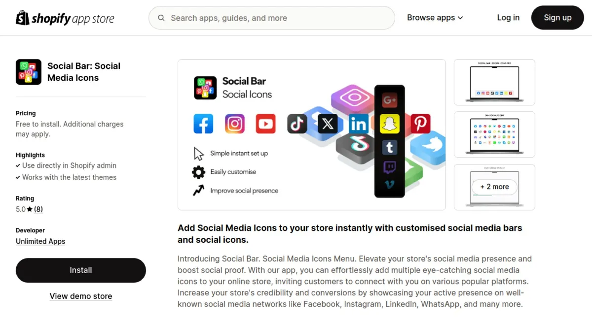 Social Bar: Social Media Icons cover