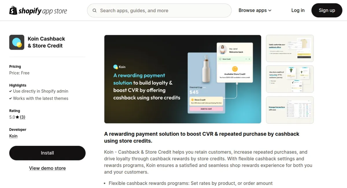 Koin Cashback &amp; Store Credit cover