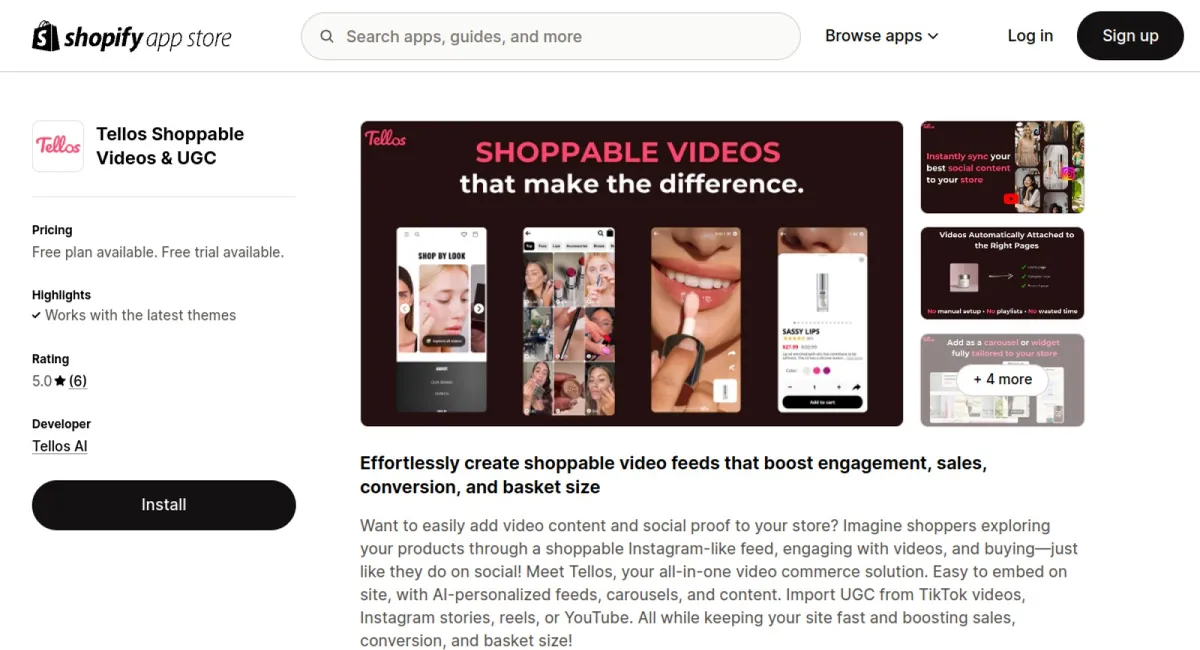 Tellos Shoppable Videos &amp; UGC cover