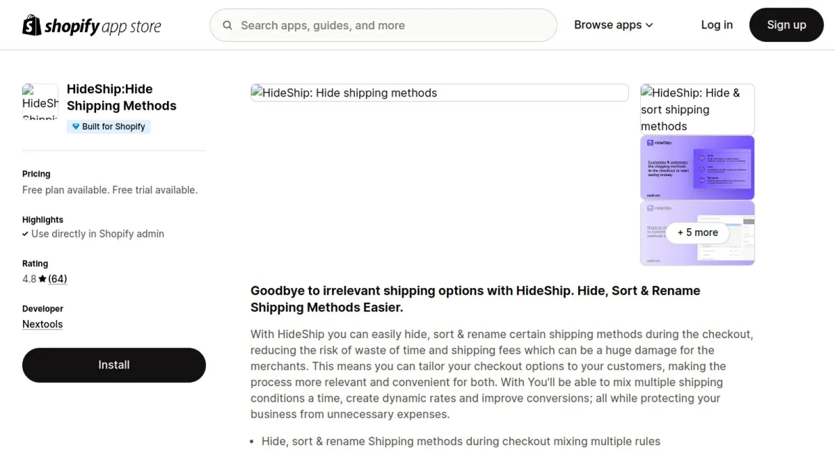 HideShip:Hide Shipping Methods cover