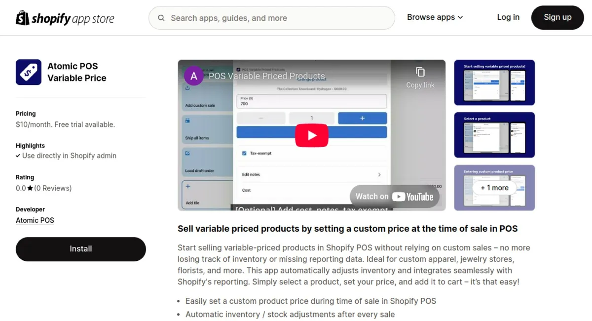 Atomic POS Variable Price cover