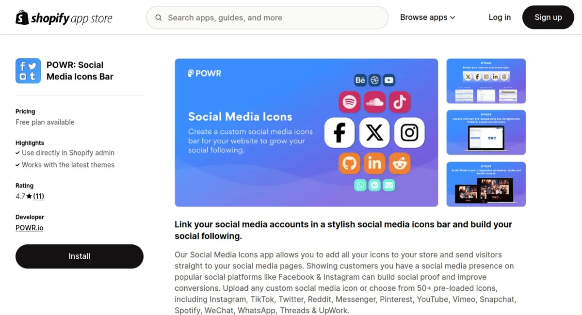 POWR: Social Media Icons Bar cover