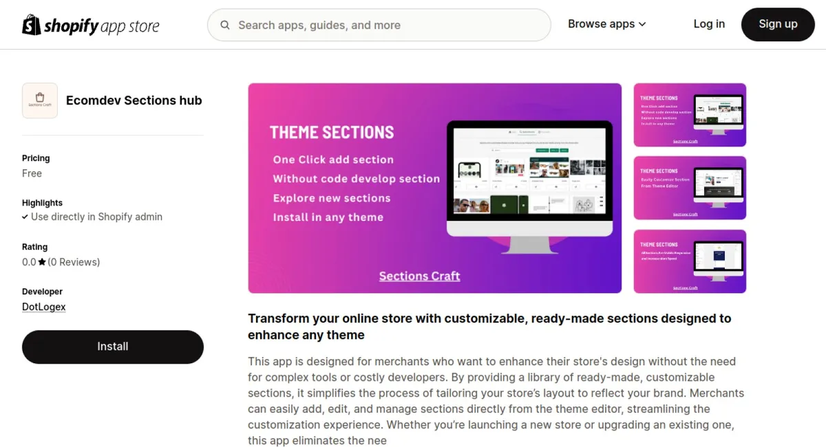Ecomdev Sections hub cover