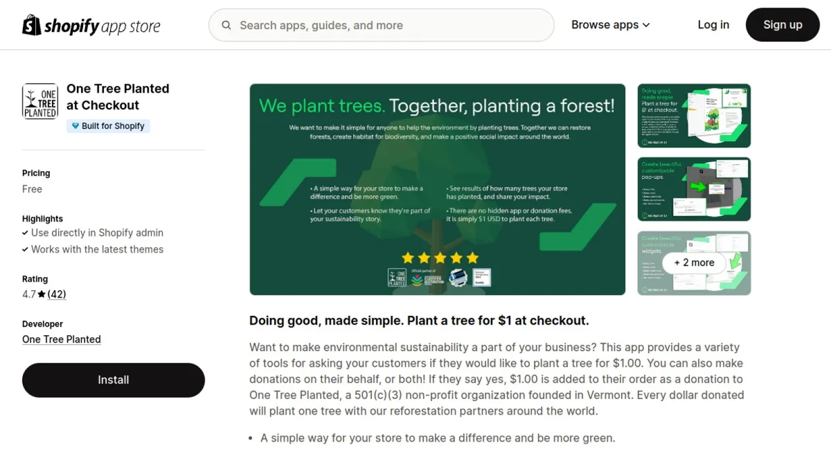 One Tree Planted at Checkout cover