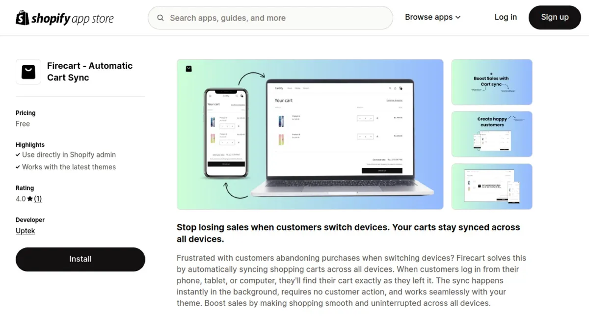 Firecart: Persistent Cart Sync cover