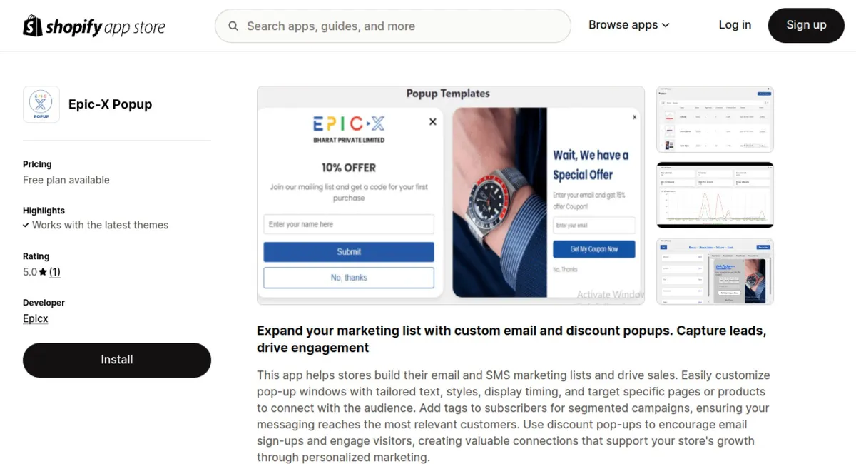 Epic‑X Popup cover