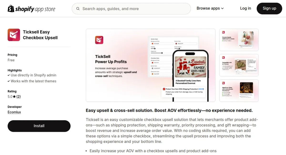 Ticksell Easy Checkbox Upsell cover