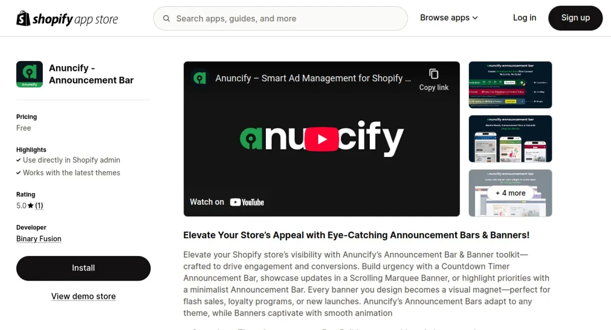 Anuncify ‑ Announcement Bar cover