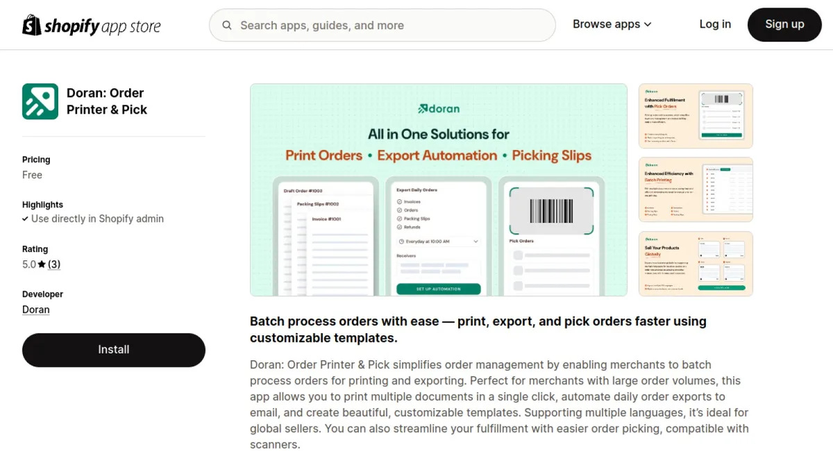 Doran: Order Printer &amp; Pick cover