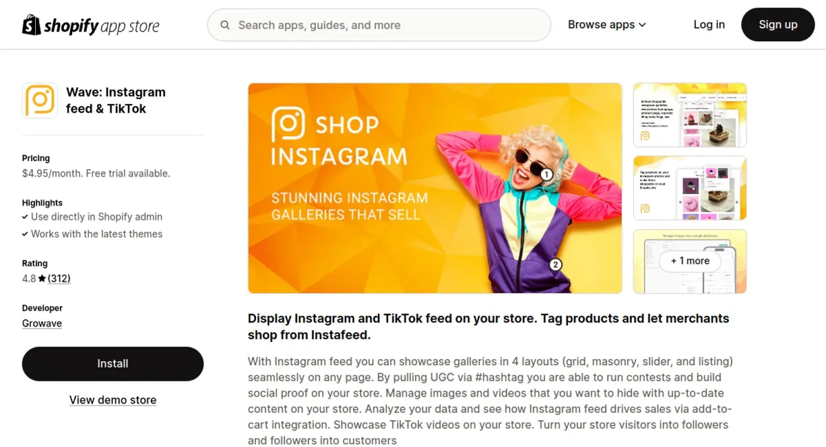 Wave: Instagram feed &amp; TikTok cover