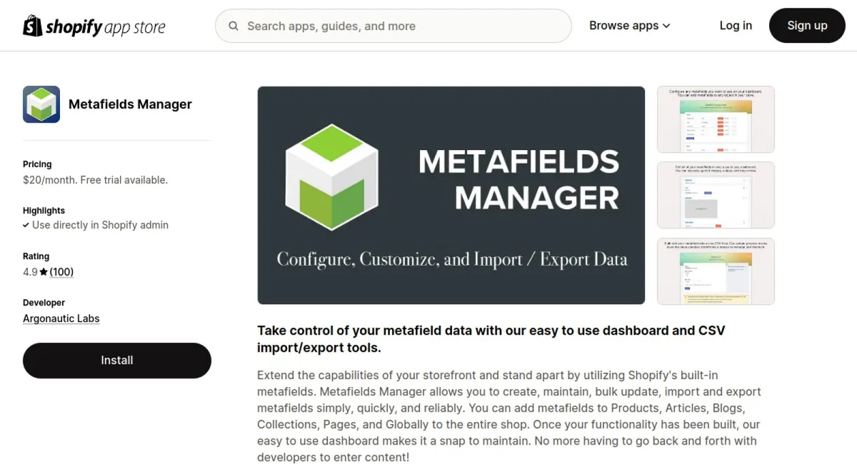 Metafields Manager cover