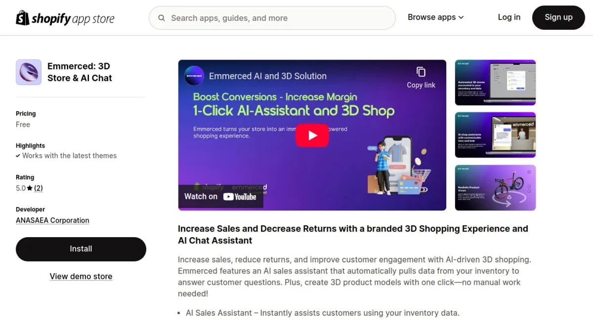 Emmerced: 3D Store &amp; AI Chat cover