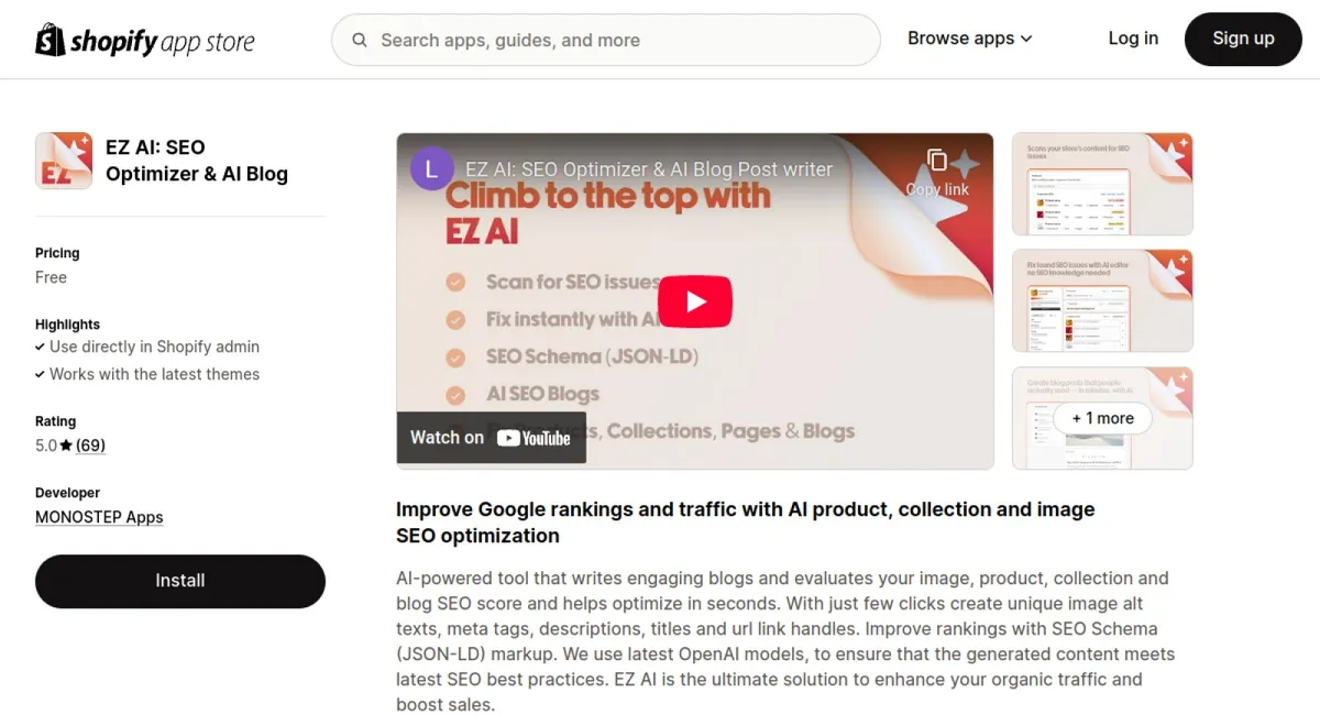 EZ AI: SEO Optimizer &amp; AI Blog cover