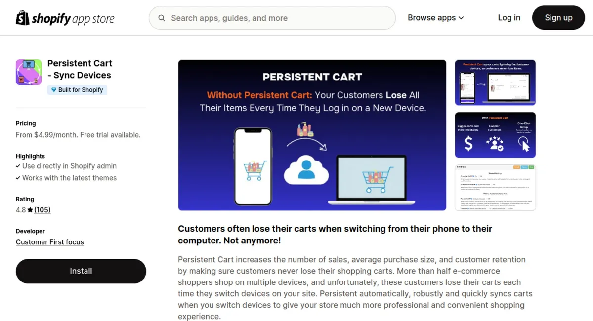 Persistent Cart ‑ Sync Devices cover