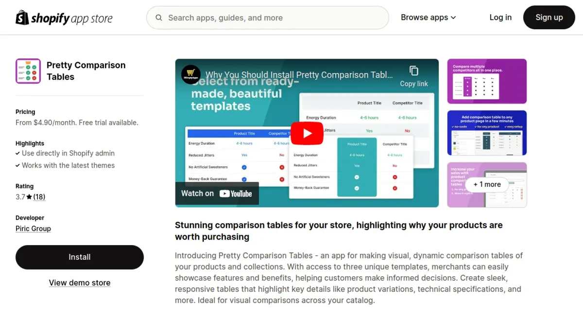 Pretty Comparison Tables cover