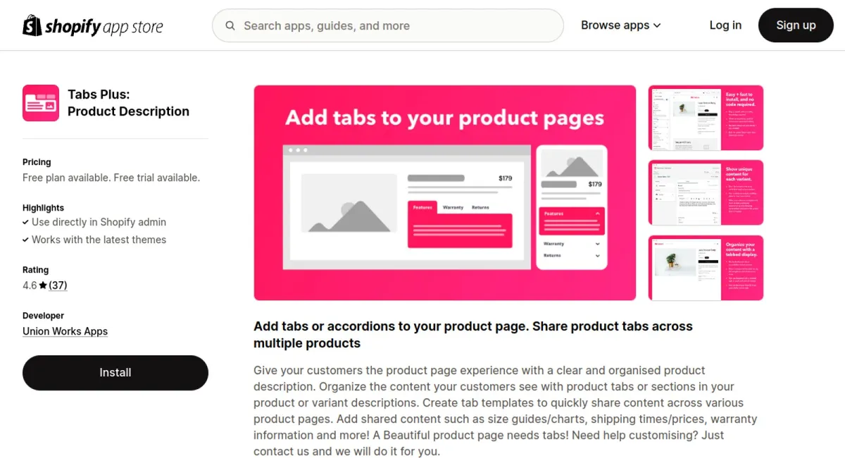 Tabs+ Product Descriptions cover