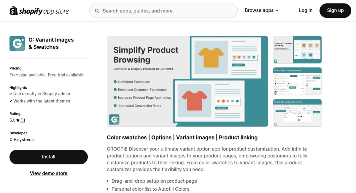 G: Product as variant option cover
