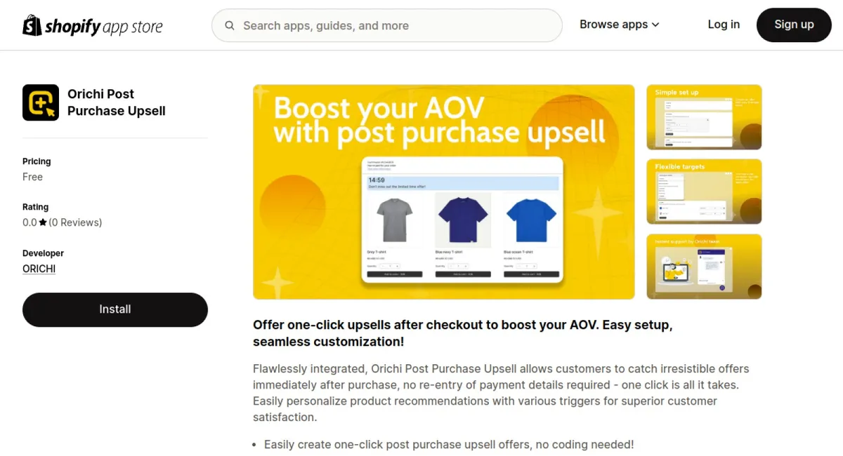 Orichi Post Purchase Upsell cover