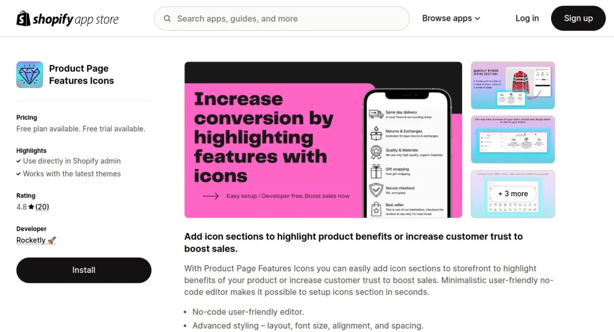 Product Page Features Icons cover