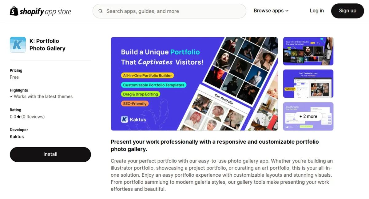 K: Portfolio Photo Gallery cover