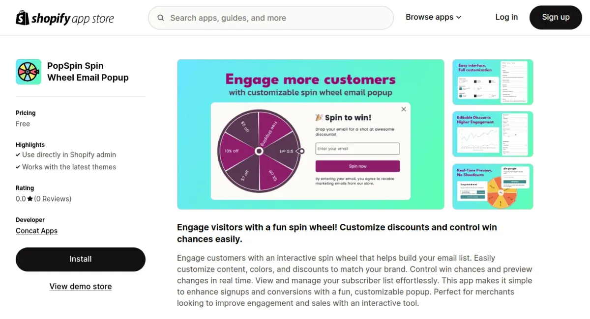 PopSpin Spin Wheel Email Popup cover