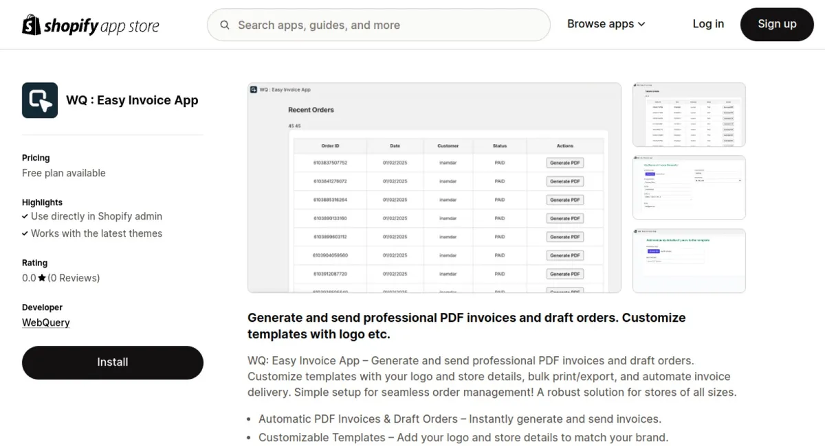 WQ : Easy Invoice App cover