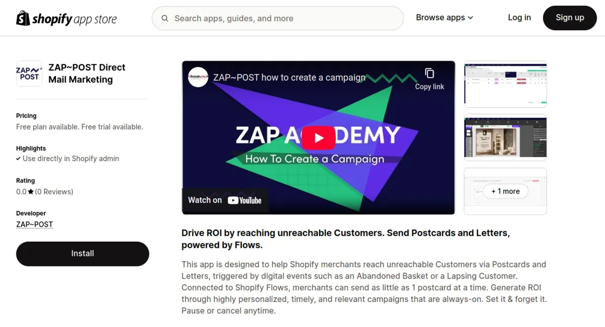 ZAP~POST Direct Mail Marketing cover
