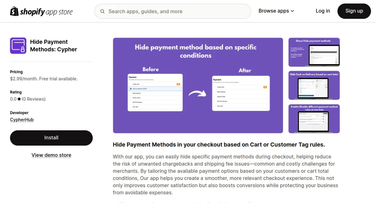 Hide Payment Methods: Cypher cover