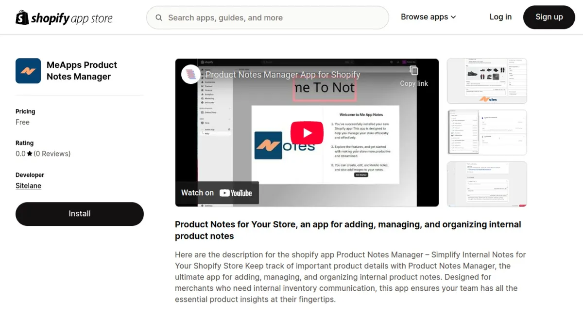 MeApps Product Notes Manager cover