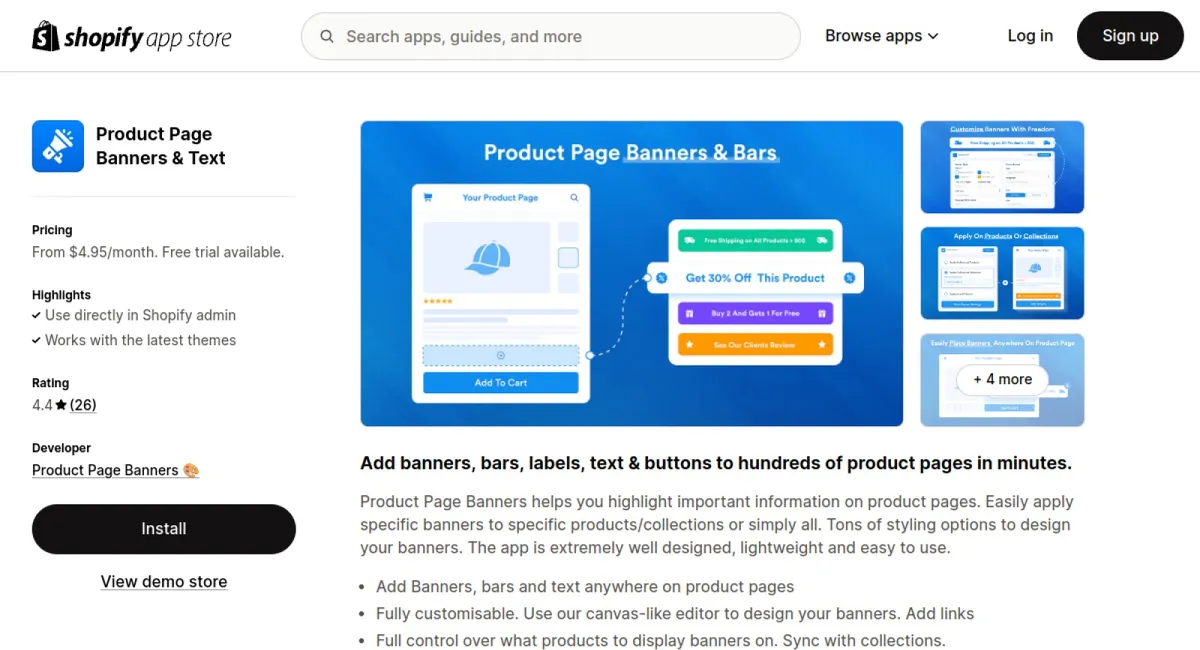 Product Page Banners &amp; Text cover