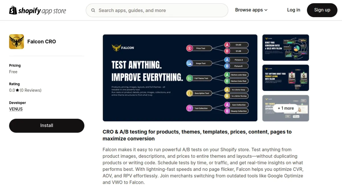 Falcon AB Test Split Test CRO! cover