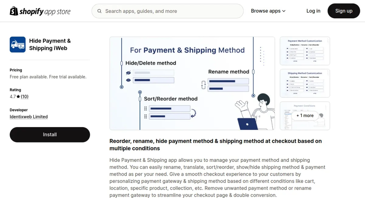 Hide Payment &amp; Shipping iWeb cover