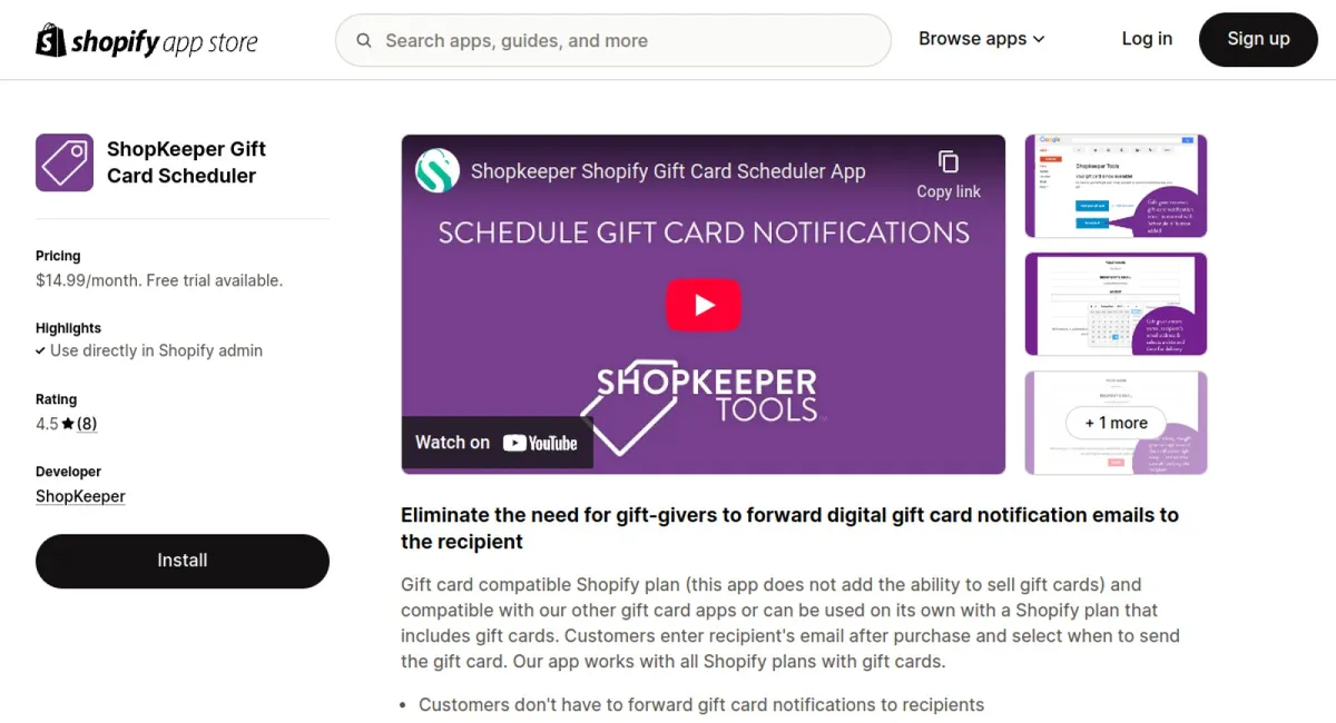 ShopKeeper Gift Card Scheduler cover