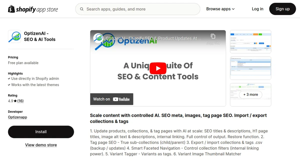 OptizenAI ‑ SEO &amp; AI Tools cover