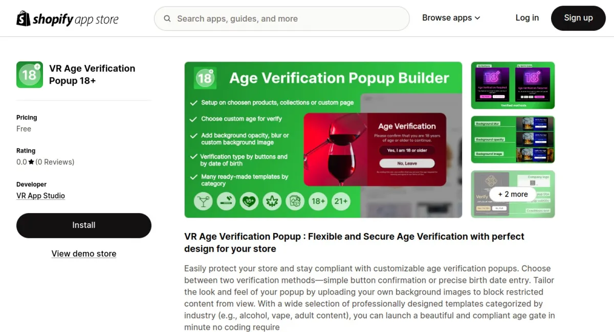 VR Age Verification Popup 18+ cover