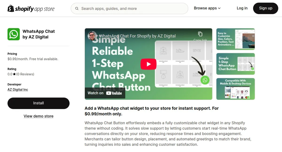 WhatsApp Chat Button by AZDigi cover