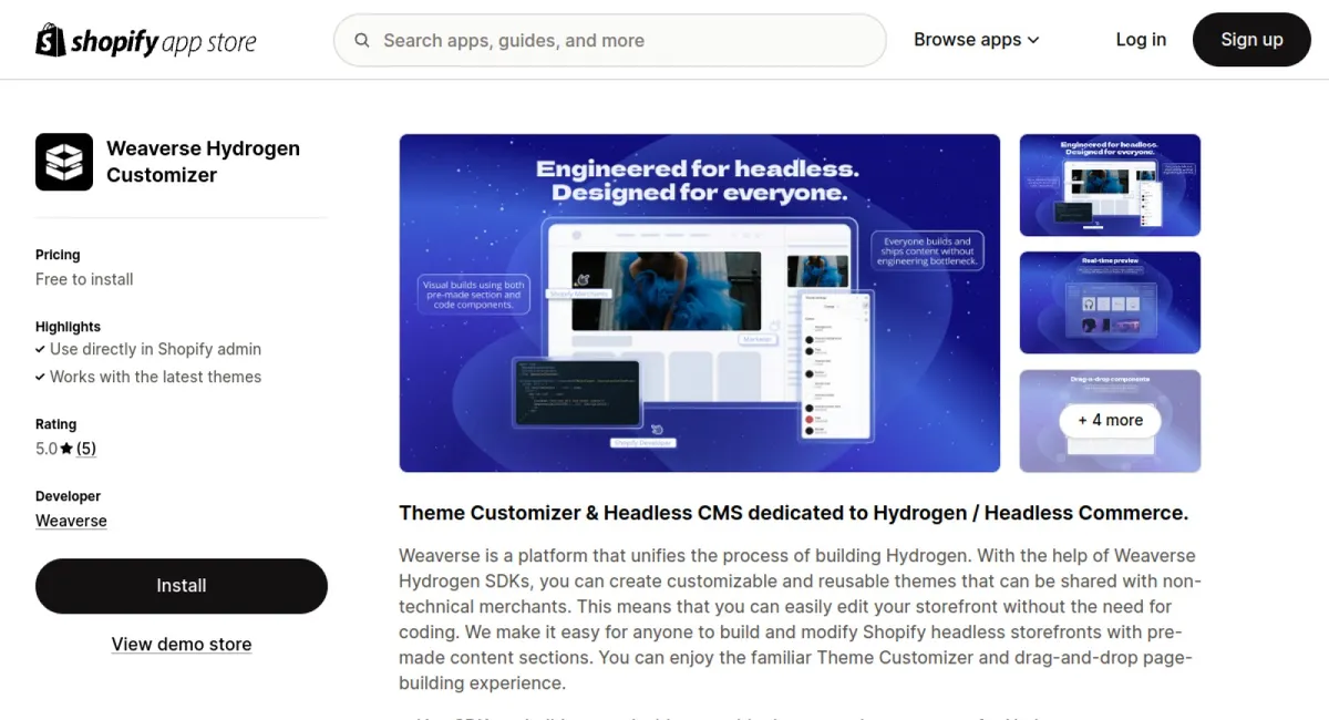 Weaverse Hydrogen Customizer cover