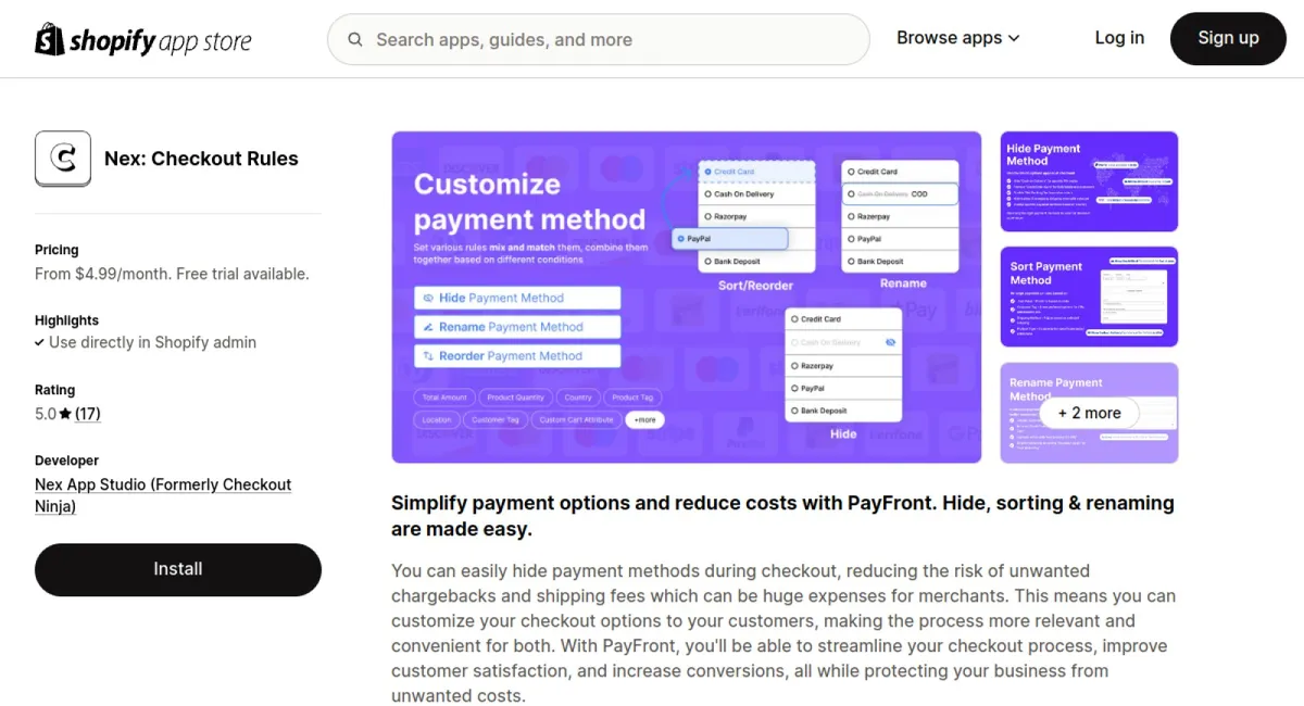 Nex Reorder Payment method cover