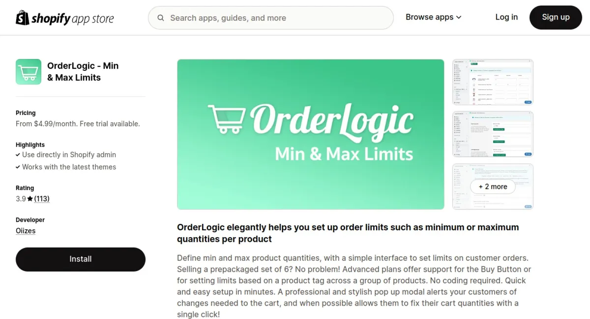 OrderLogic ‑ Min &amp; Max Limits cover