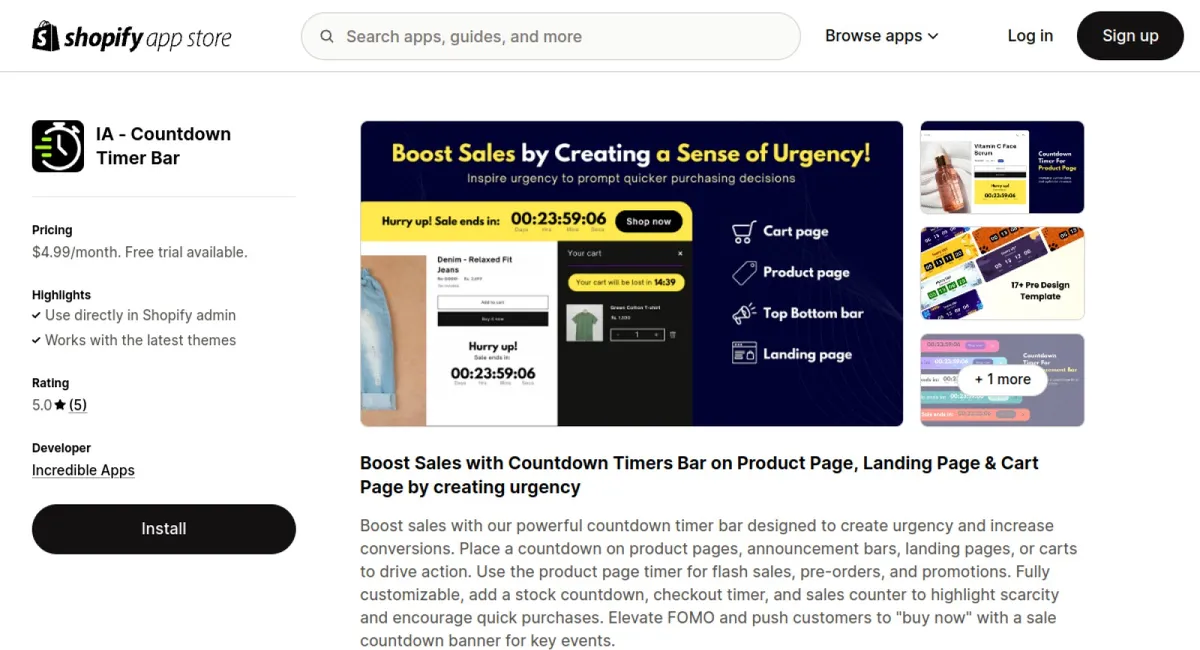 Oxify Countdown Timer Bar cover