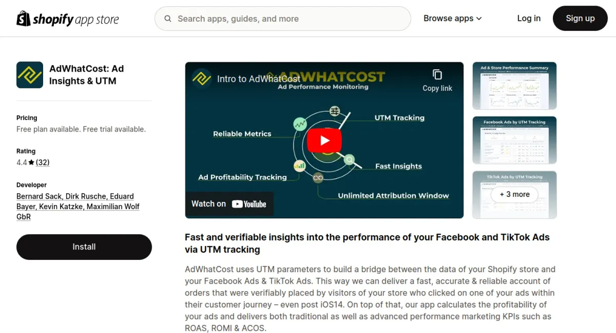 AdWhatCost: Ad Insights &amp; UTM cover